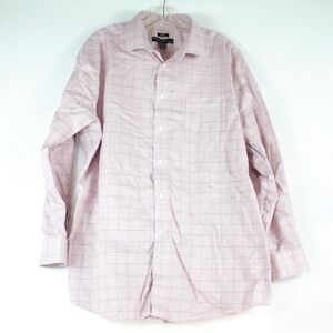 Pronto Uomo Red/Pink Long Sleeve Egyptian Cotton Button Up Shirt Mens Size 18